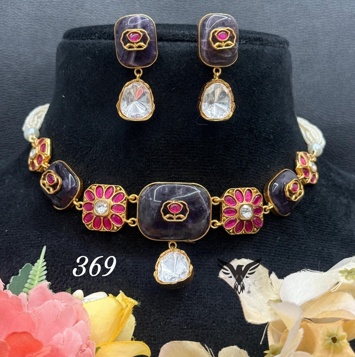 Jigna Amrapali inspired necklace set in jadao stone