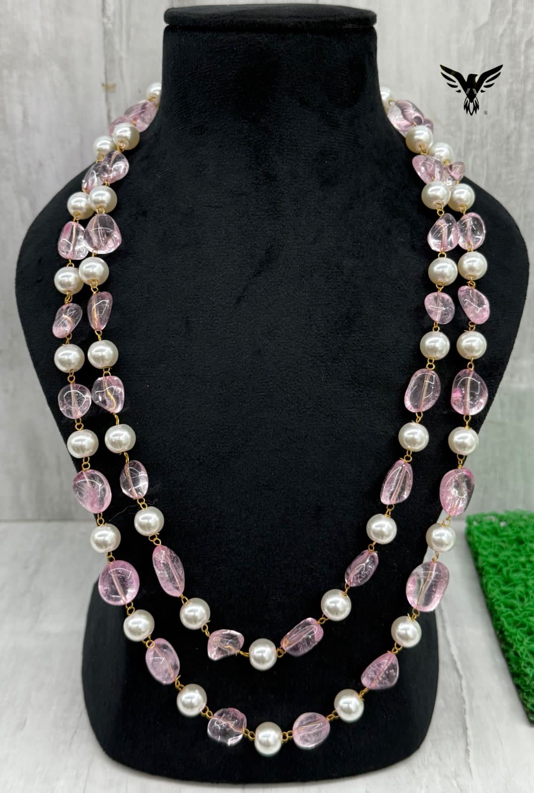 Avika two layered pink and pearl mala for women