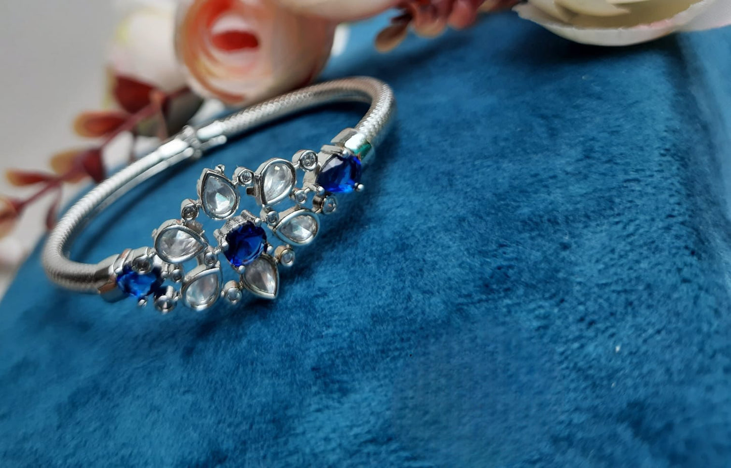 Vanshika Jewels kundan bracelet in blue stone for women