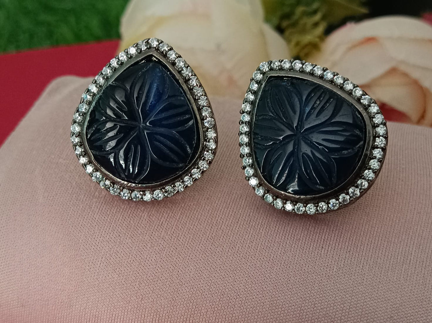 DARK BLUE STONE STUDS