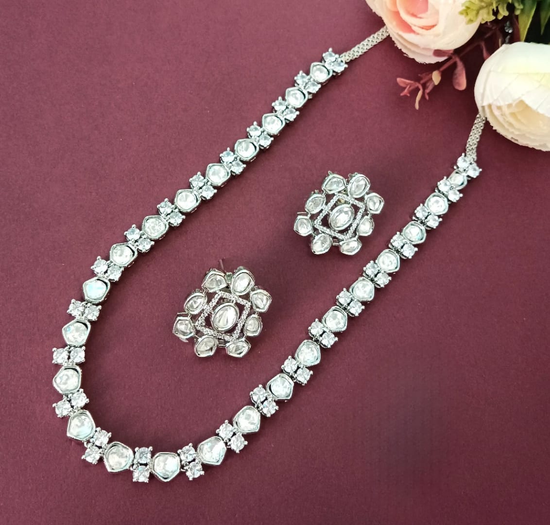 Vanshika Jewels Elegant Single line polki necklace for women