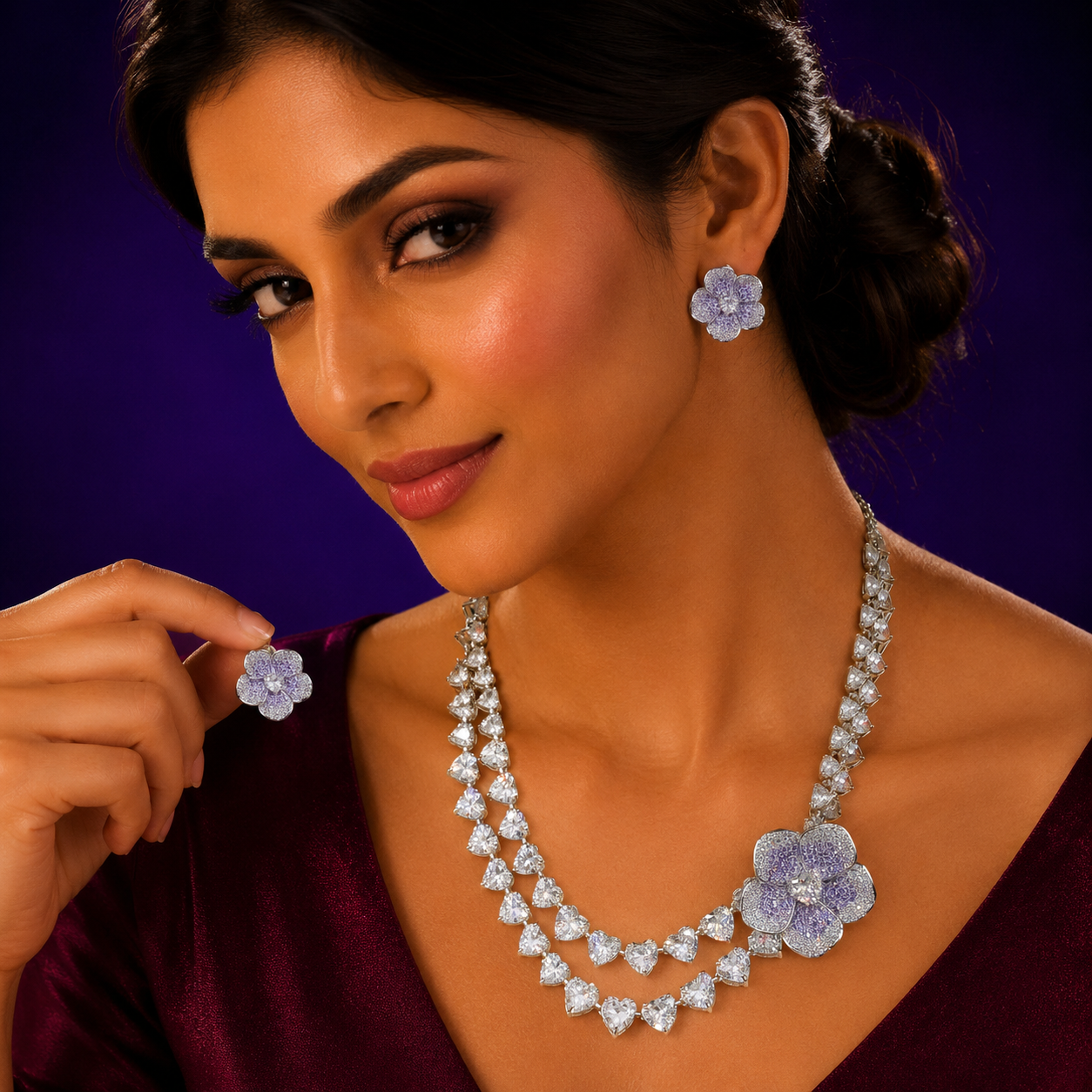 NEETA AMBANI SWAROSKI NECKLACE IN PURPLE FOR WOMEN