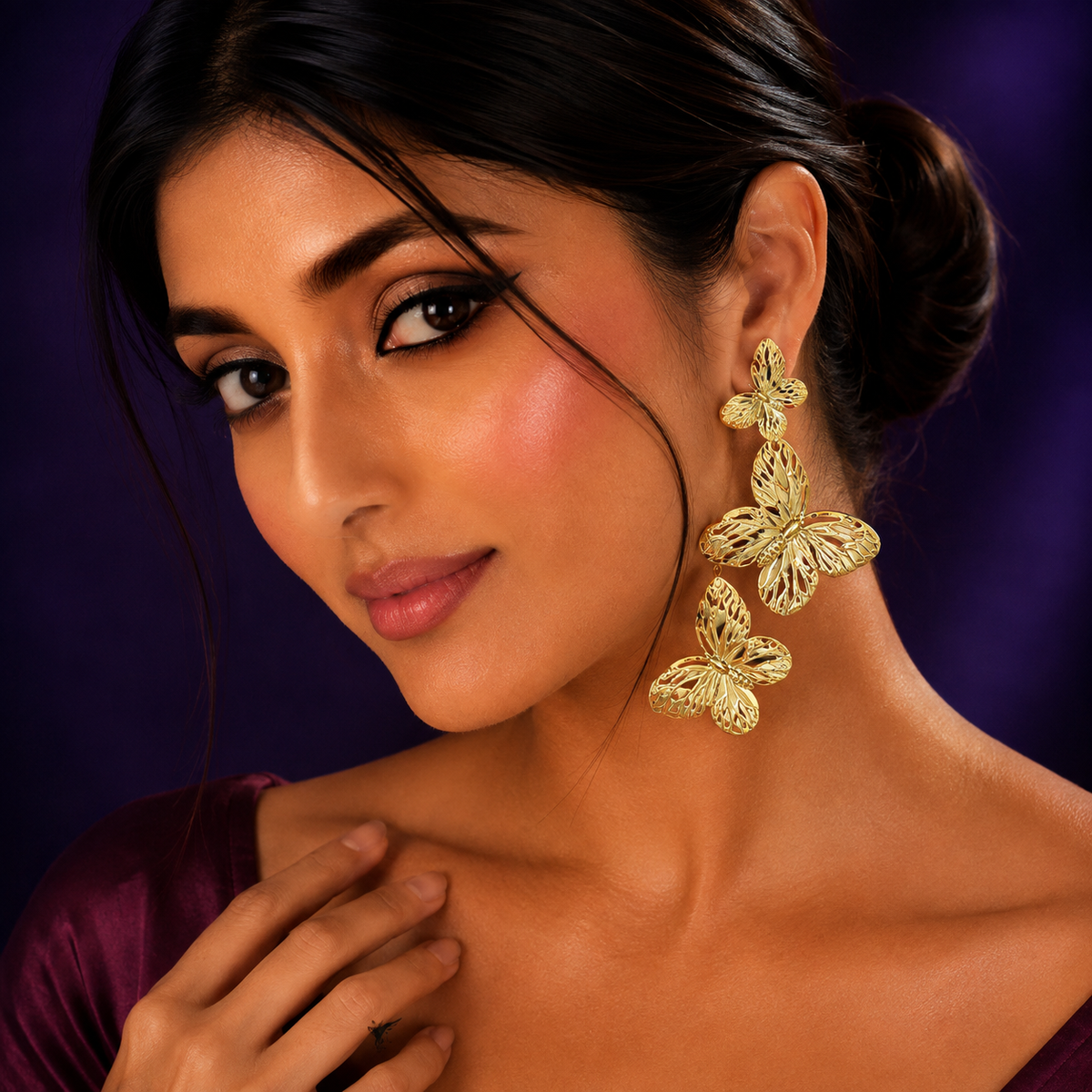 BUTTERFLY DREAM EARRINGS IN GOLDEN POLISH FOR GIRLS