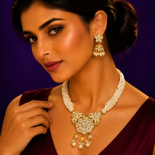Kundan With Pearl Beading Choker For Women