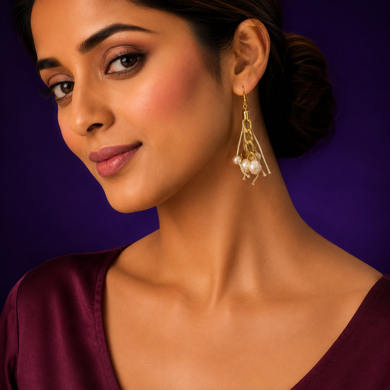 pearl and suede earring for woman