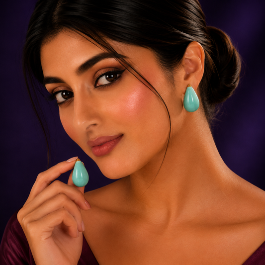 DROP TURQUOISE STUD EARRINGS FOR WOMEN