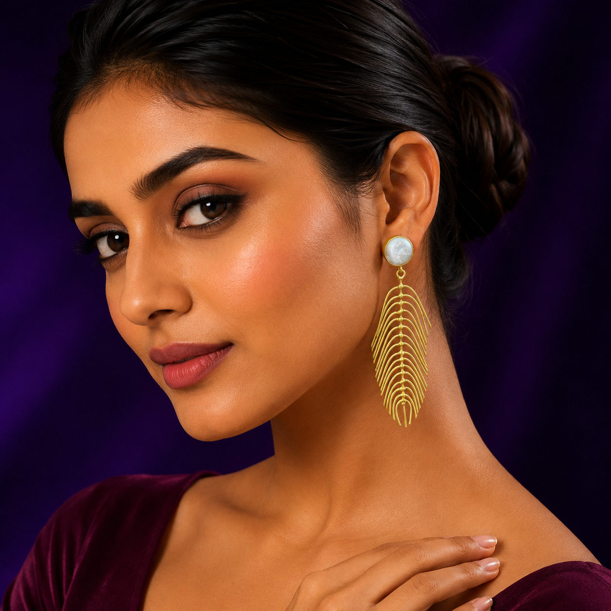 GOLD PLATED PEARL DANGLERS EARRING FOR WOMAN