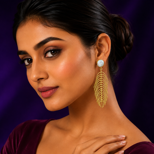 GOLD PLATED PEARL DANGLERS EARRING FOR WOMAN