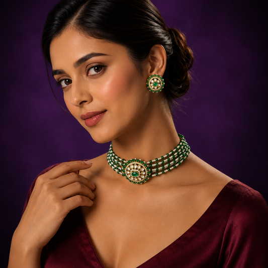 SIMRAN GREEN CHOKER IN KUNDAN