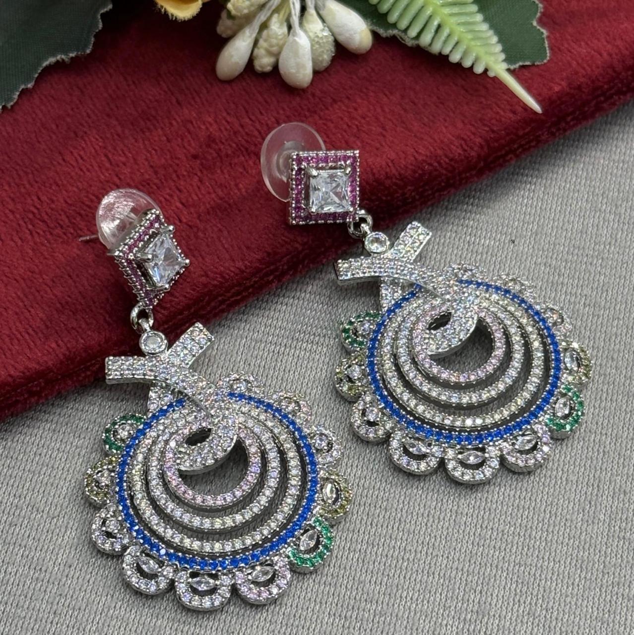 Spiral Hanging CZ Earring