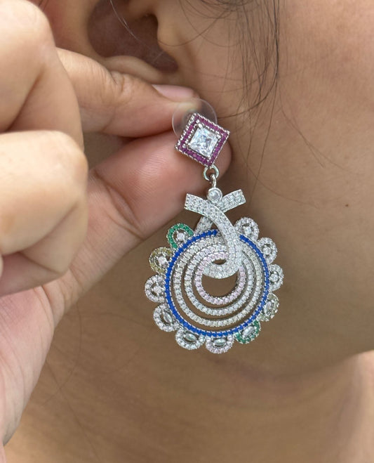 Spiral Hanging CZ Earring