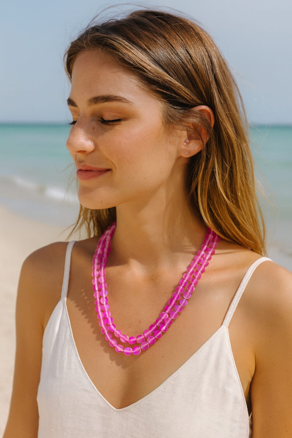 PINK DOUBLE LAYER MISTICK ONYX BEADS MALA FOR WOMEN