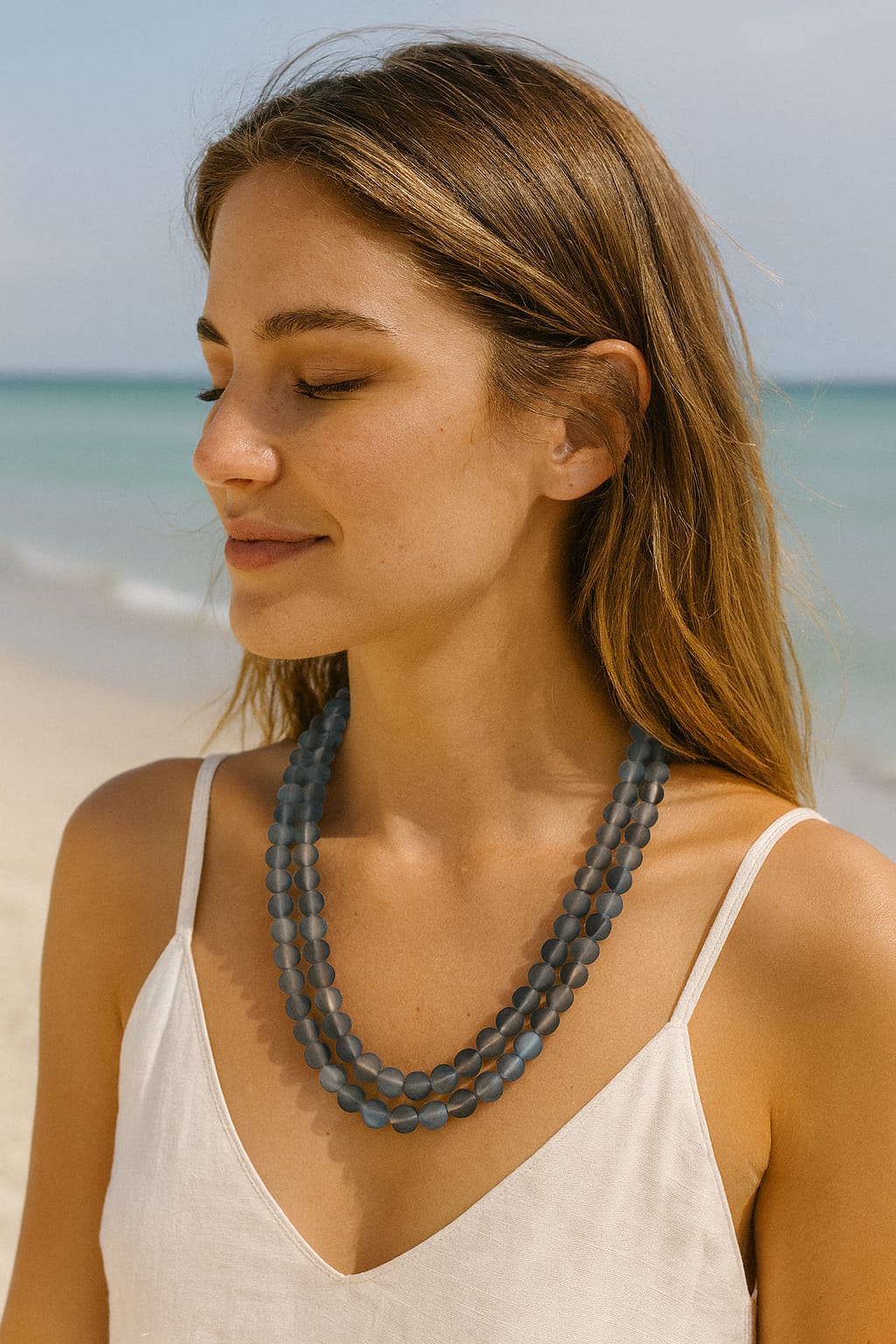 GRAY COLOUR MISTICK ONYX BEADS LAYER MALA