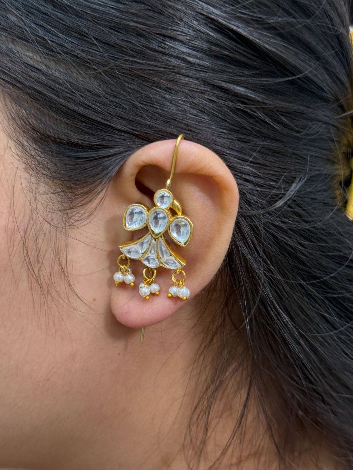 Nature Inspired Bird  Kundan Earcuff