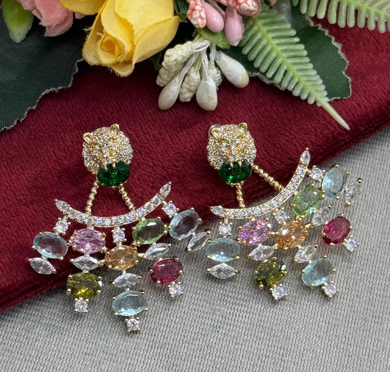 Colorful Stones With cz Earring