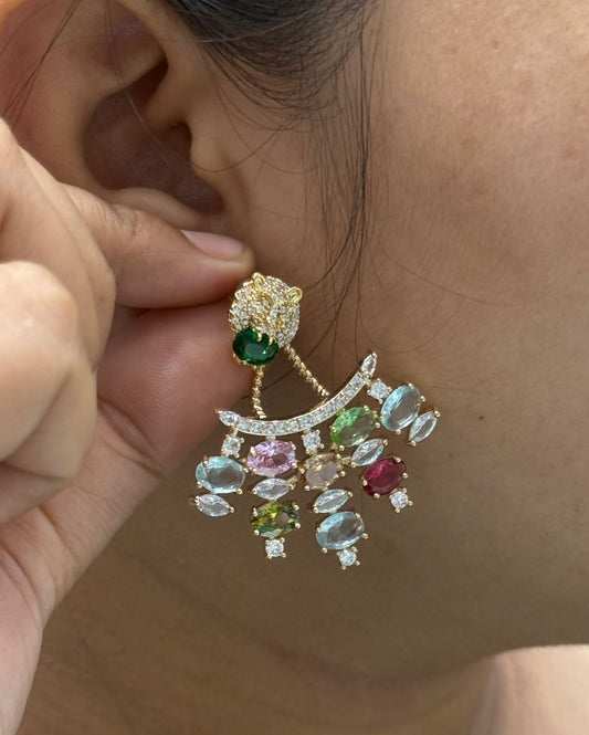 Colorful Stones With cz Earring