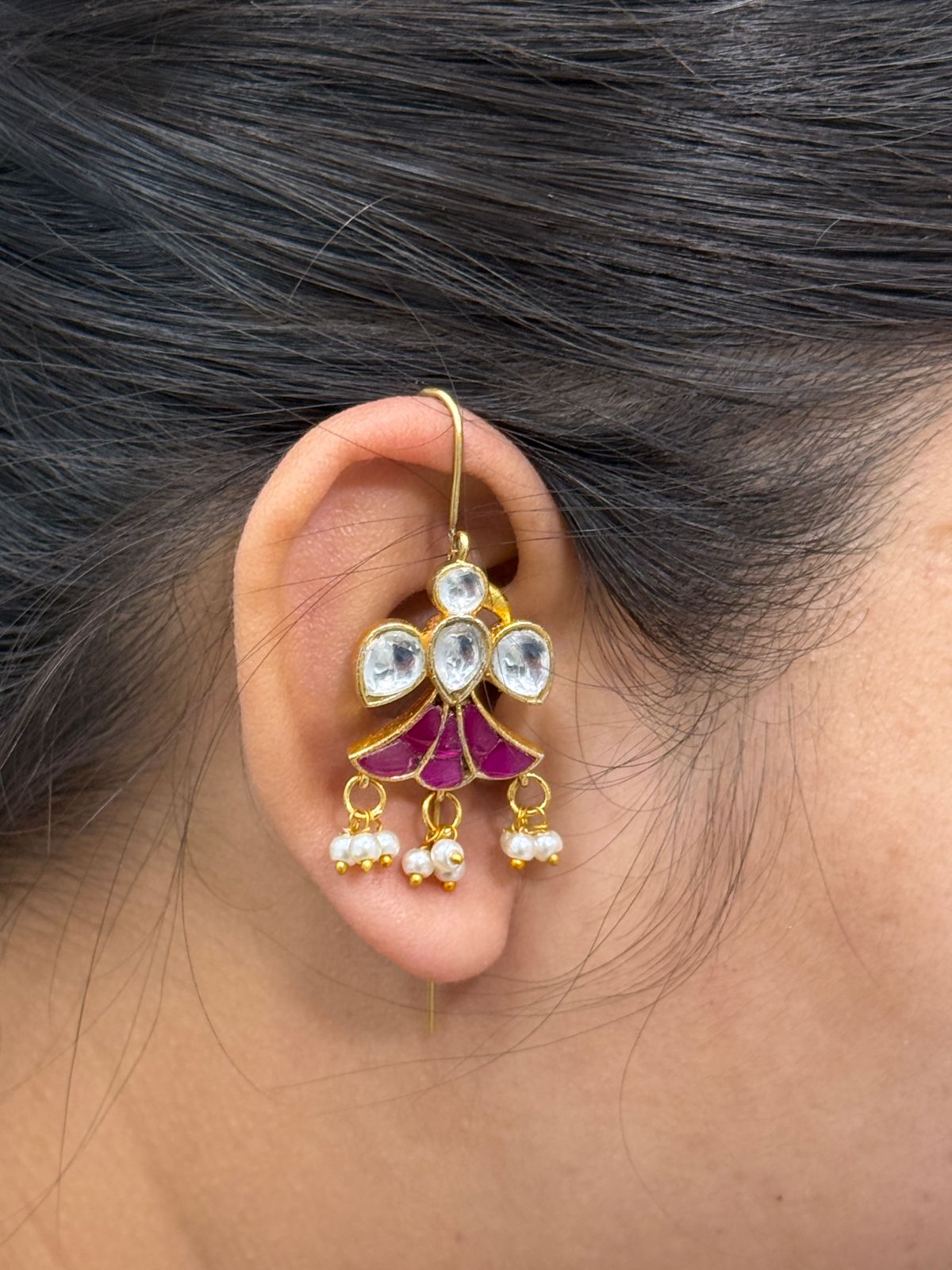 Nature Inspired Bird Ruby Earcuff
