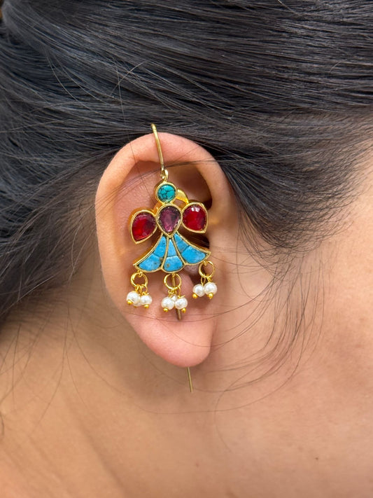 Nature Inspired Bird Turquoise Earcuff
