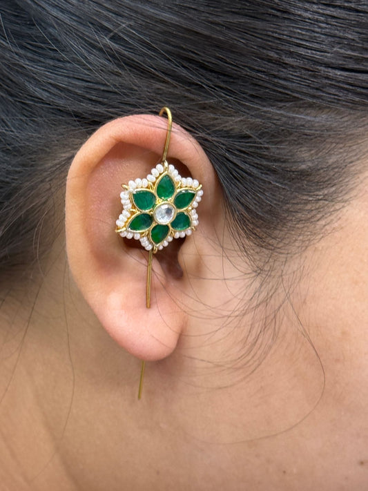 Floral Kunda Green Earcuff