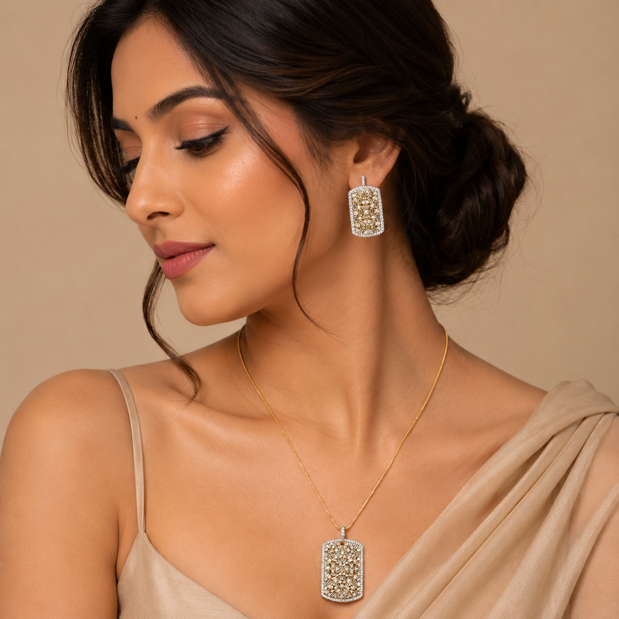 Gold Cz Pendent set