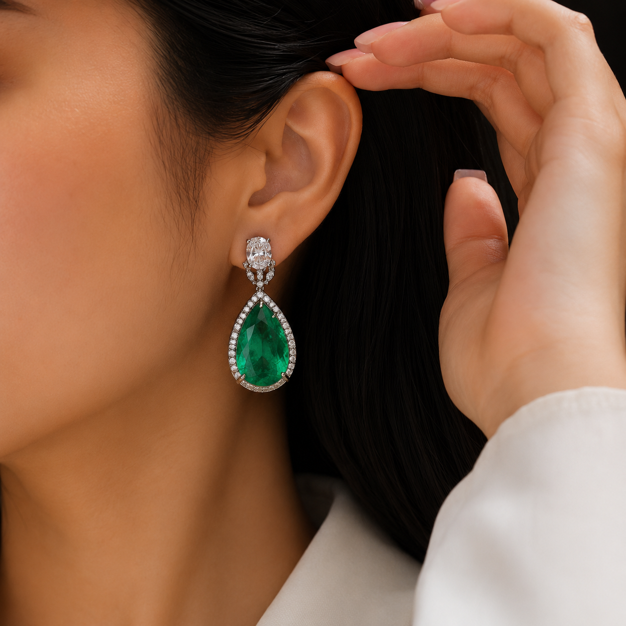 Green Doublets Stone Earrings