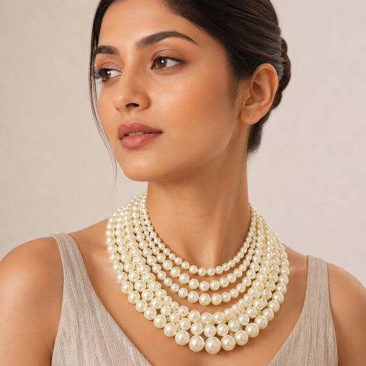 Alia bhatt inspired multilayered pearl necklace for women and girls