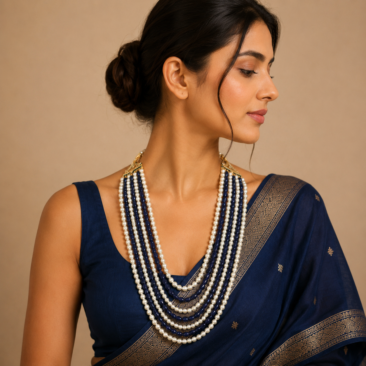 Satlada pearl and sapphire natural beads for women