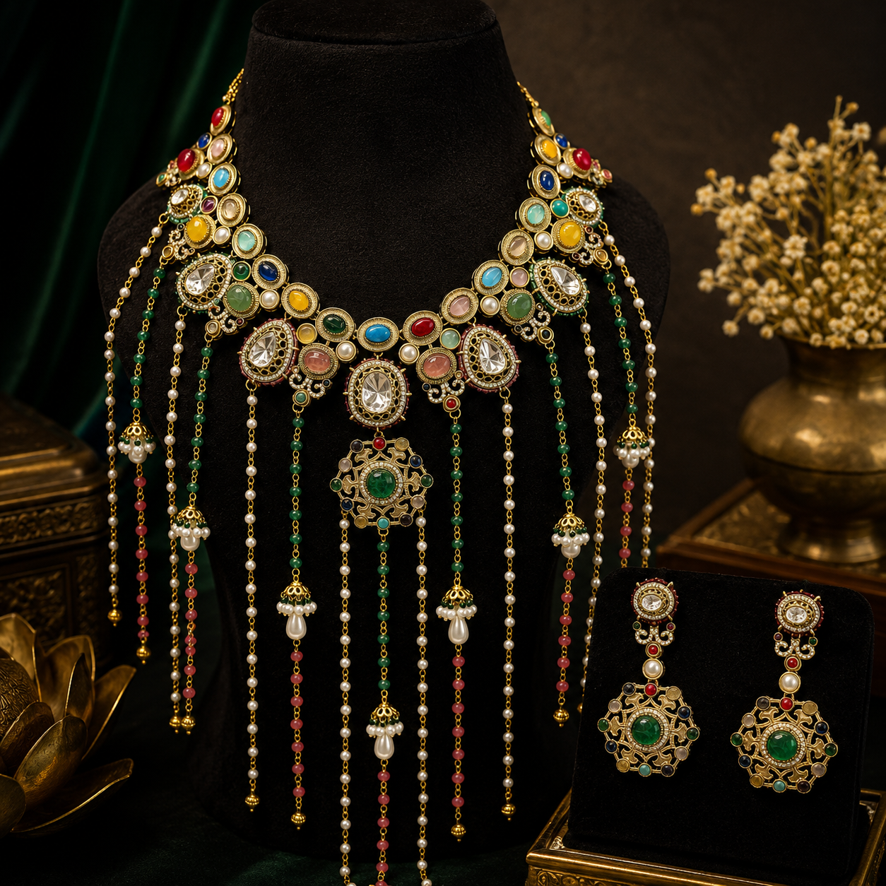 Sabyasachi Inspired With Precious Stones Strings Necklace