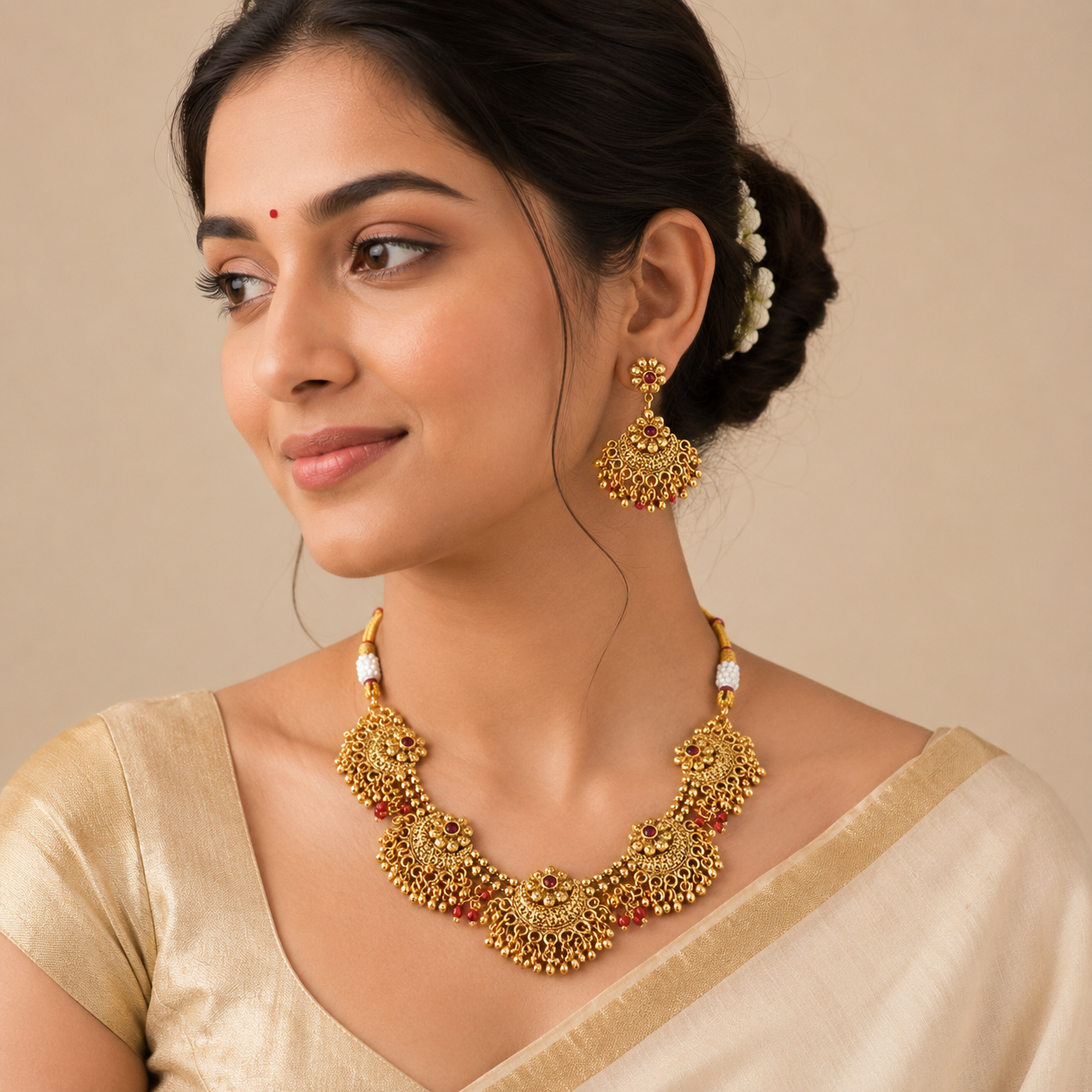 Taste of south necklace in ruby stones