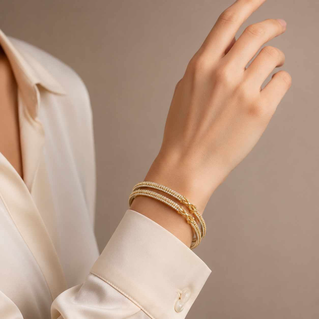 OPENABLE  GOLDEN POLISH  BANGLES WITH CZ FOR WOMEN