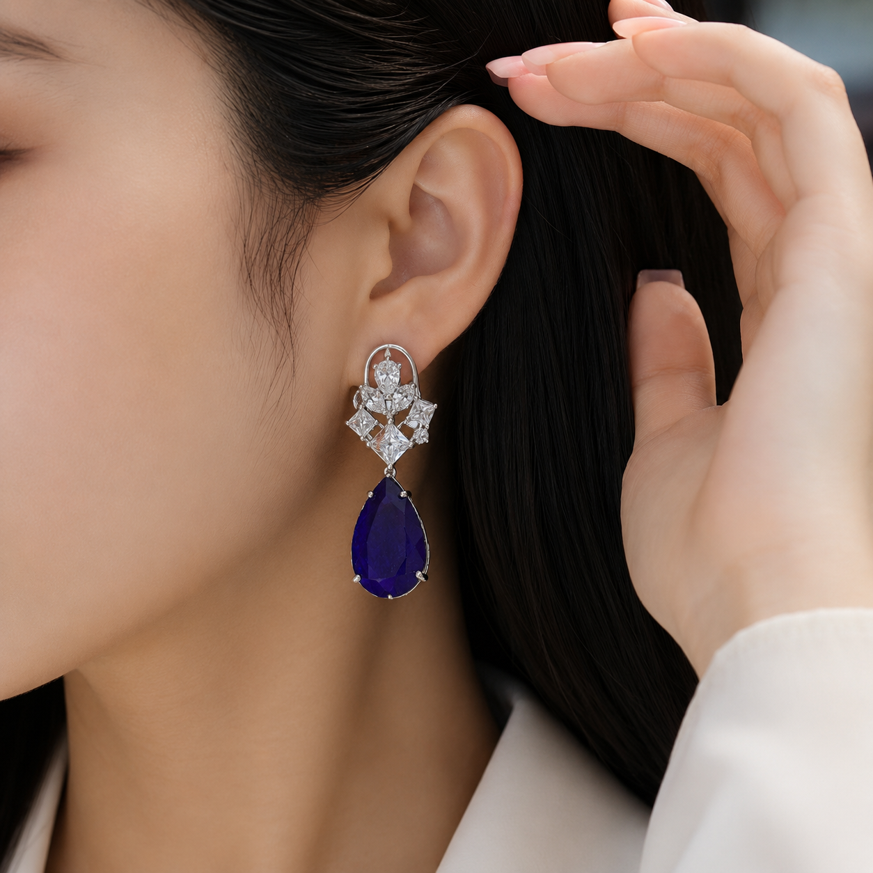 Sia Blue CZ Doublet Earring