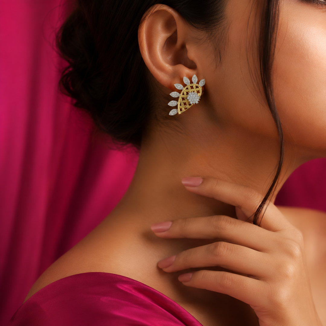 Mohi Gold Plated Cz Earings With Attachable Studs