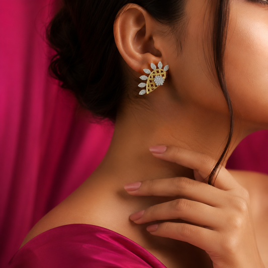 Mohi Gold Plated Cz Earings With Attachable Studs