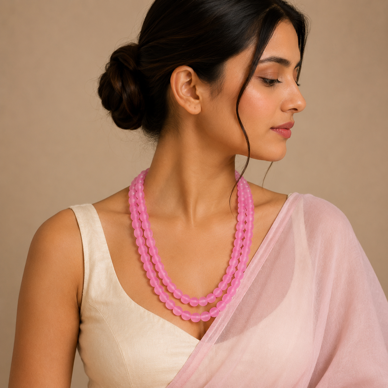 MISTICK DOUBLE LAYER PINK ONYX BEADS MALA