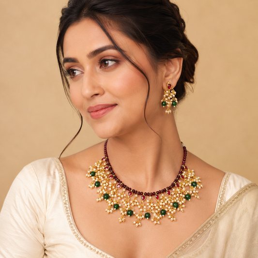 Vaani Paachi  necklace with Earrings In multi  For Women