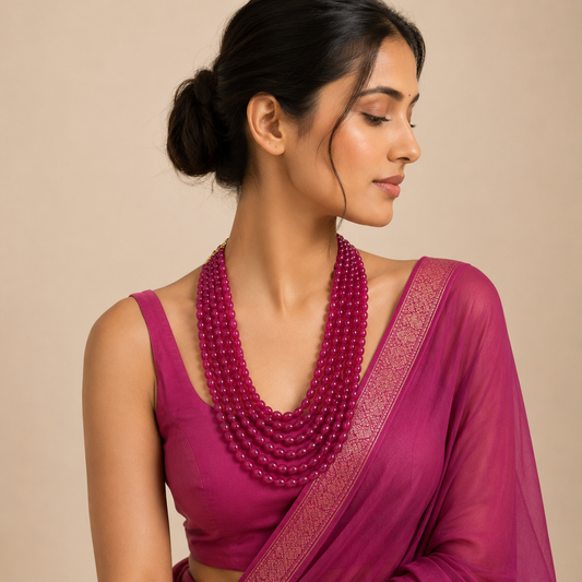 Zed stone  five layered Ruby necklace for women