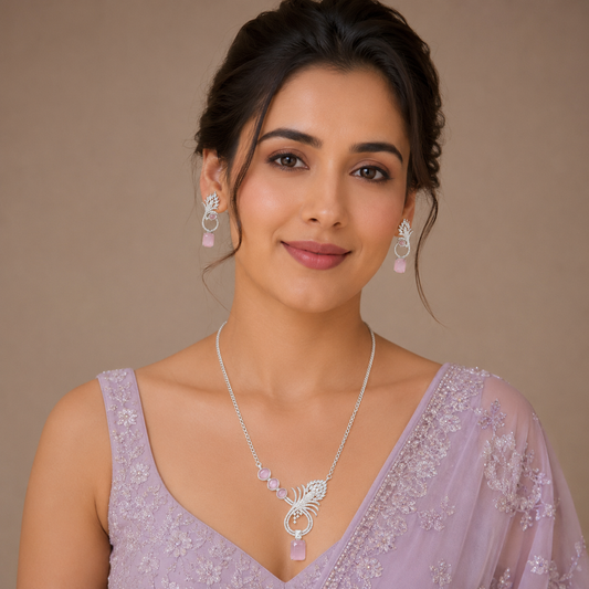 Suhani Beautiful Pendent Set In Pink For Women