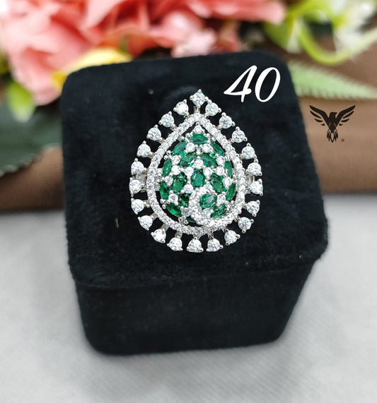 BEAUTIFUL CZ WITH SILVER POLISH RING FOR WOMEN