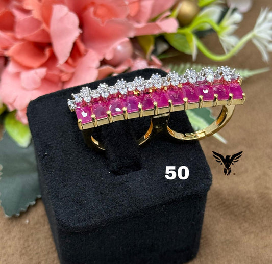 Doublet finger ruby ring in gold polish