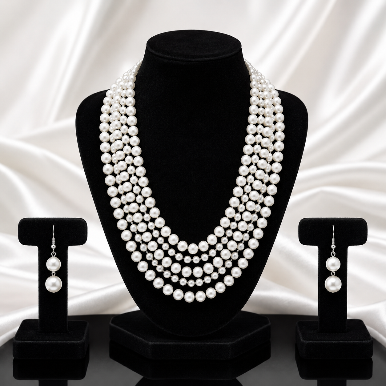 Chinmayi white Beaded Mala Necklace For Women