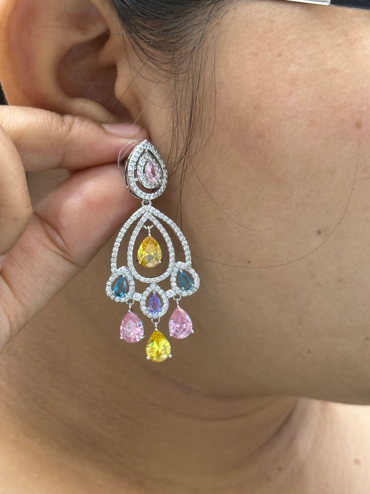 CZ With Doublet Multi Earring