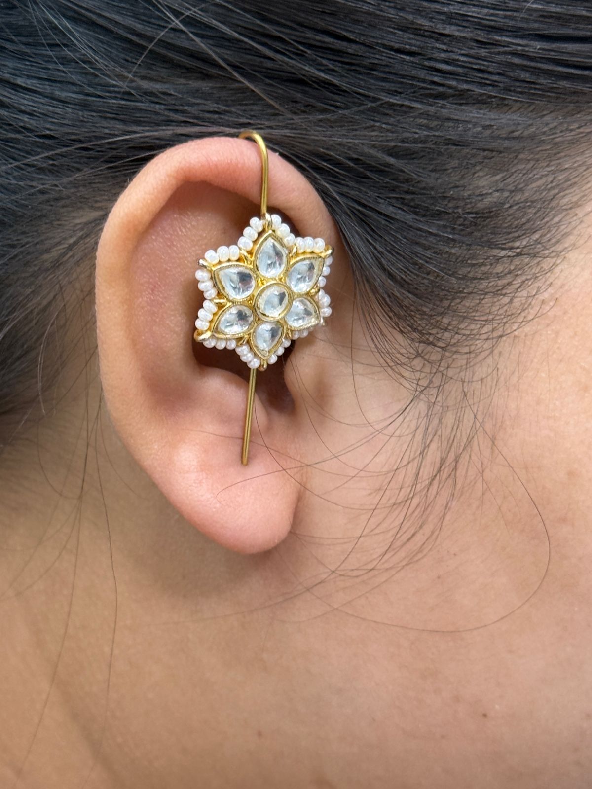 Floral Kundan Earcuff