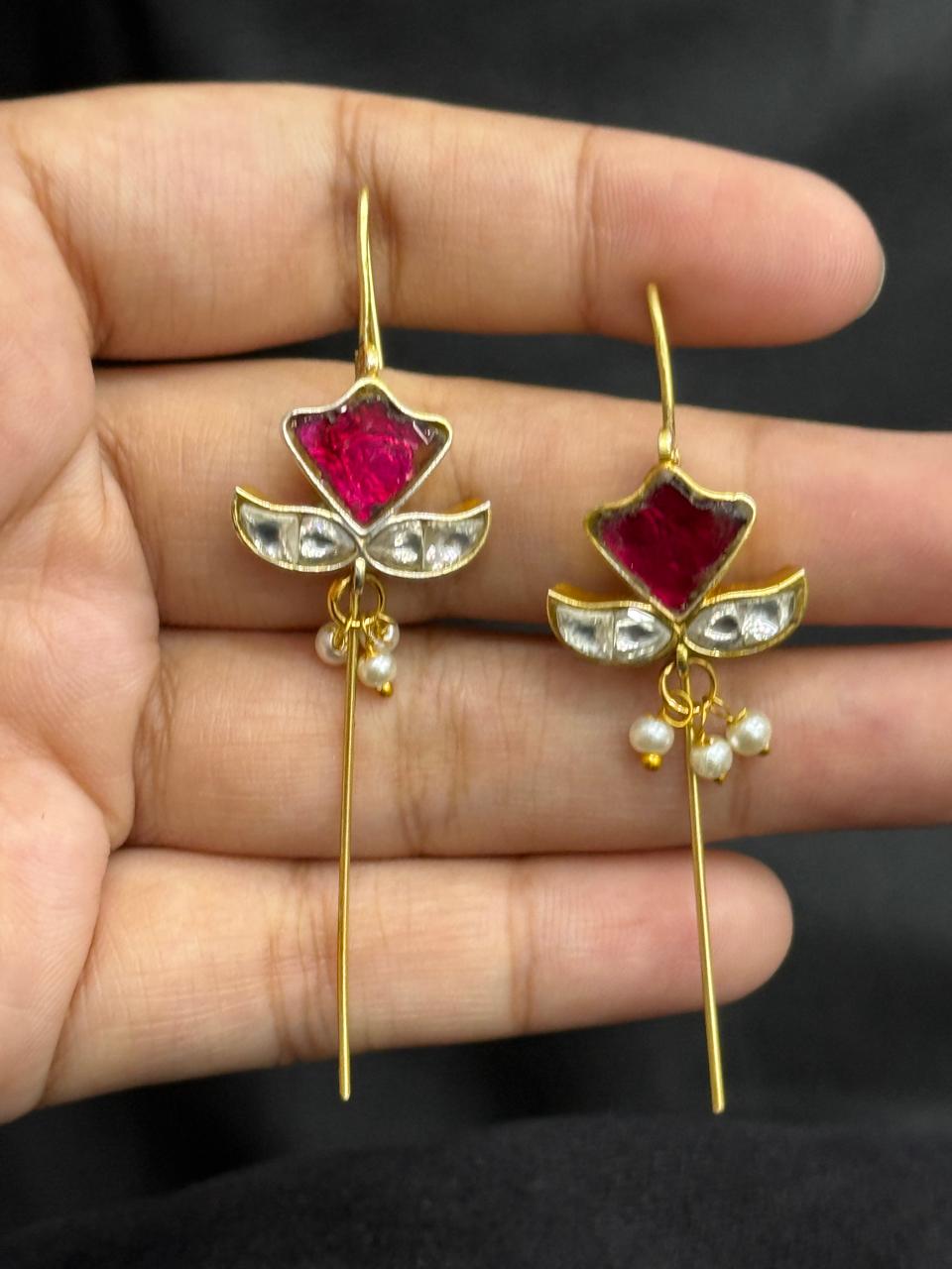Petal Kundan Ruby Earcuff