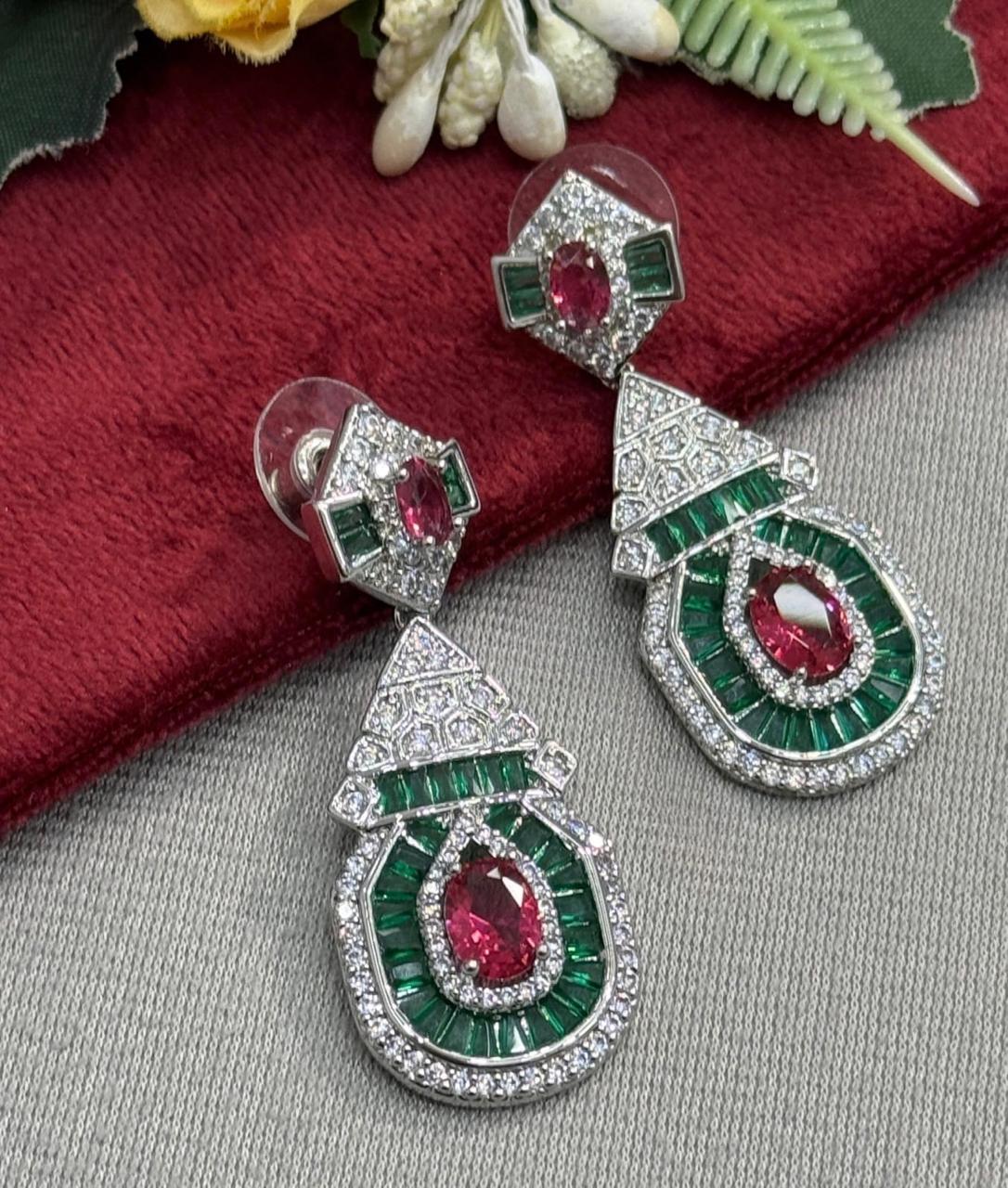 Long cz With Doublet Earring