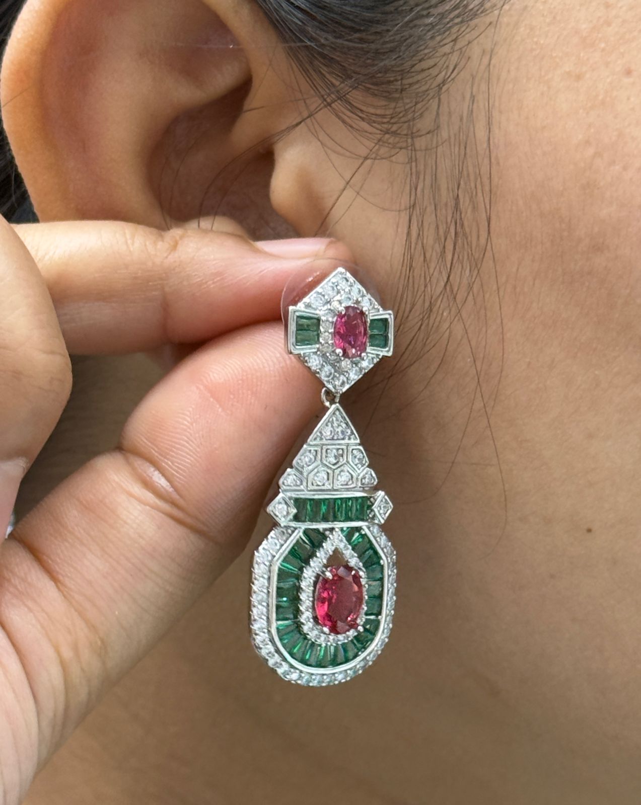 Long cz With Doublet Earring