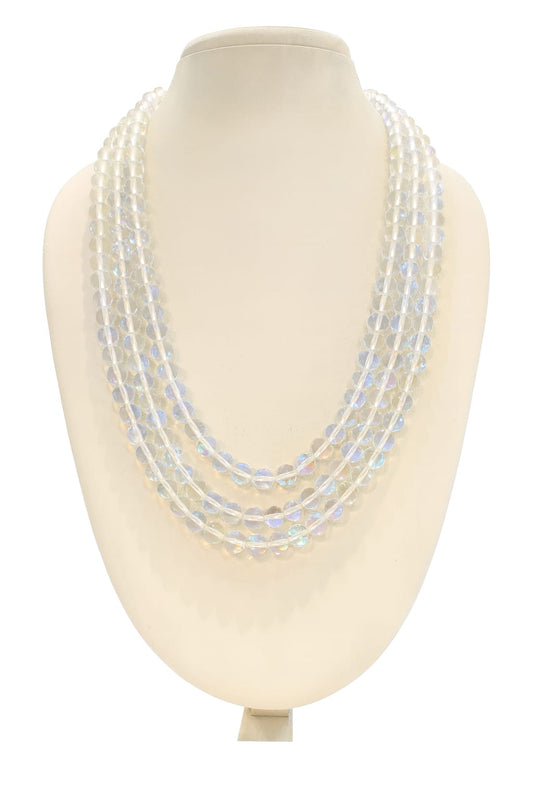 WHITE THREE LAYER MISTICK ONYX MALA FOR WOMEN