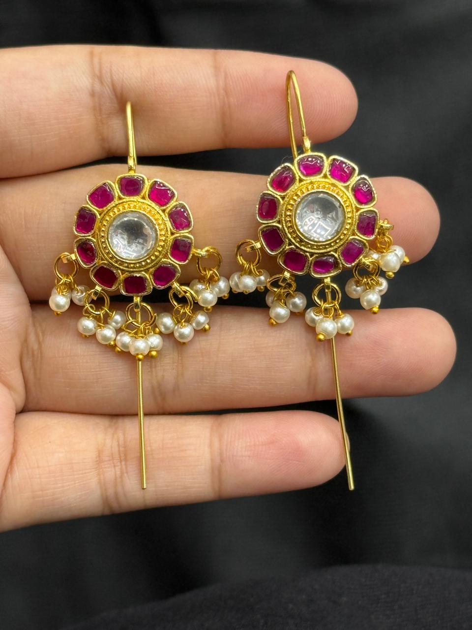 Round Floral Kunda Ruby Earcuff