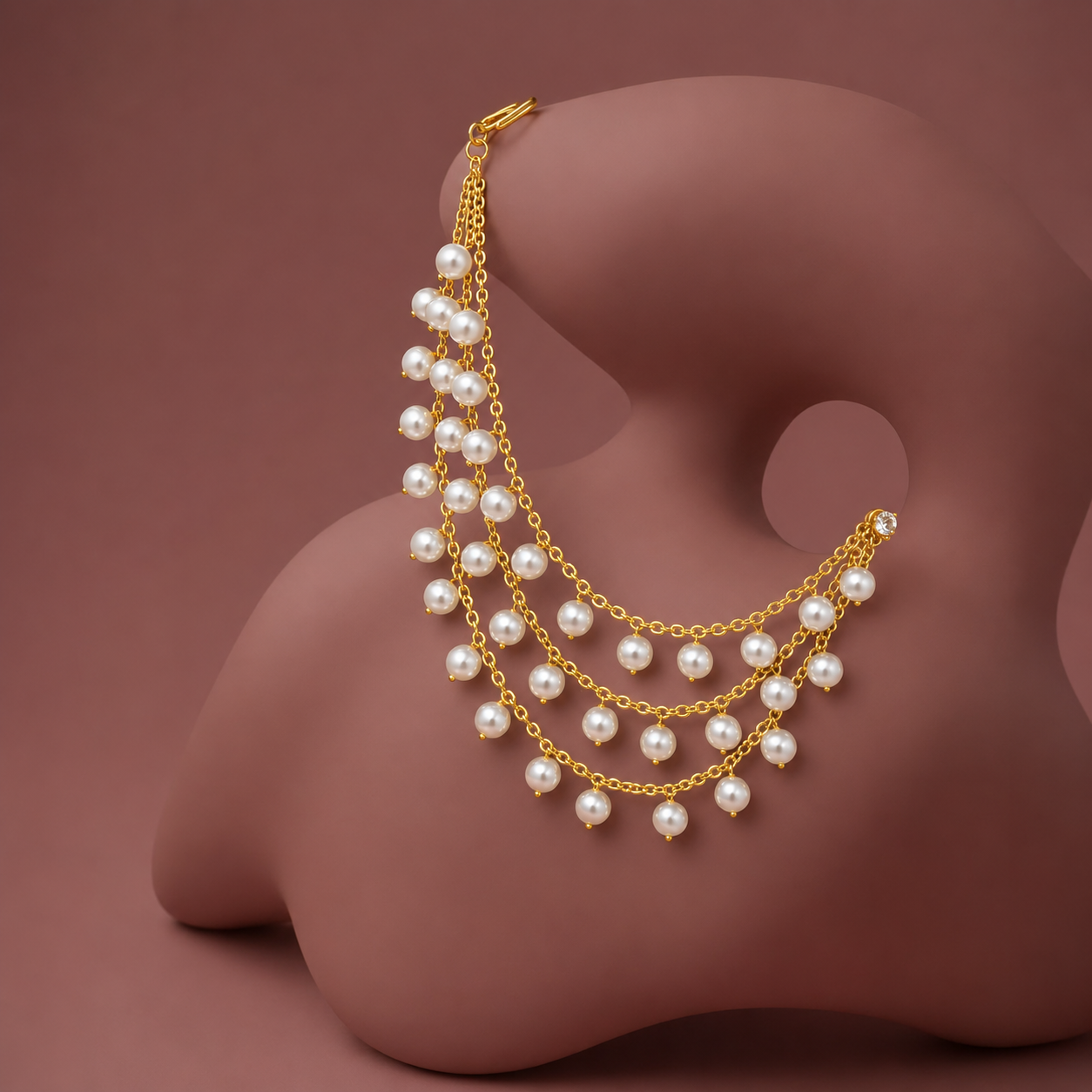 pearls kaanchain with golden chain  For Women