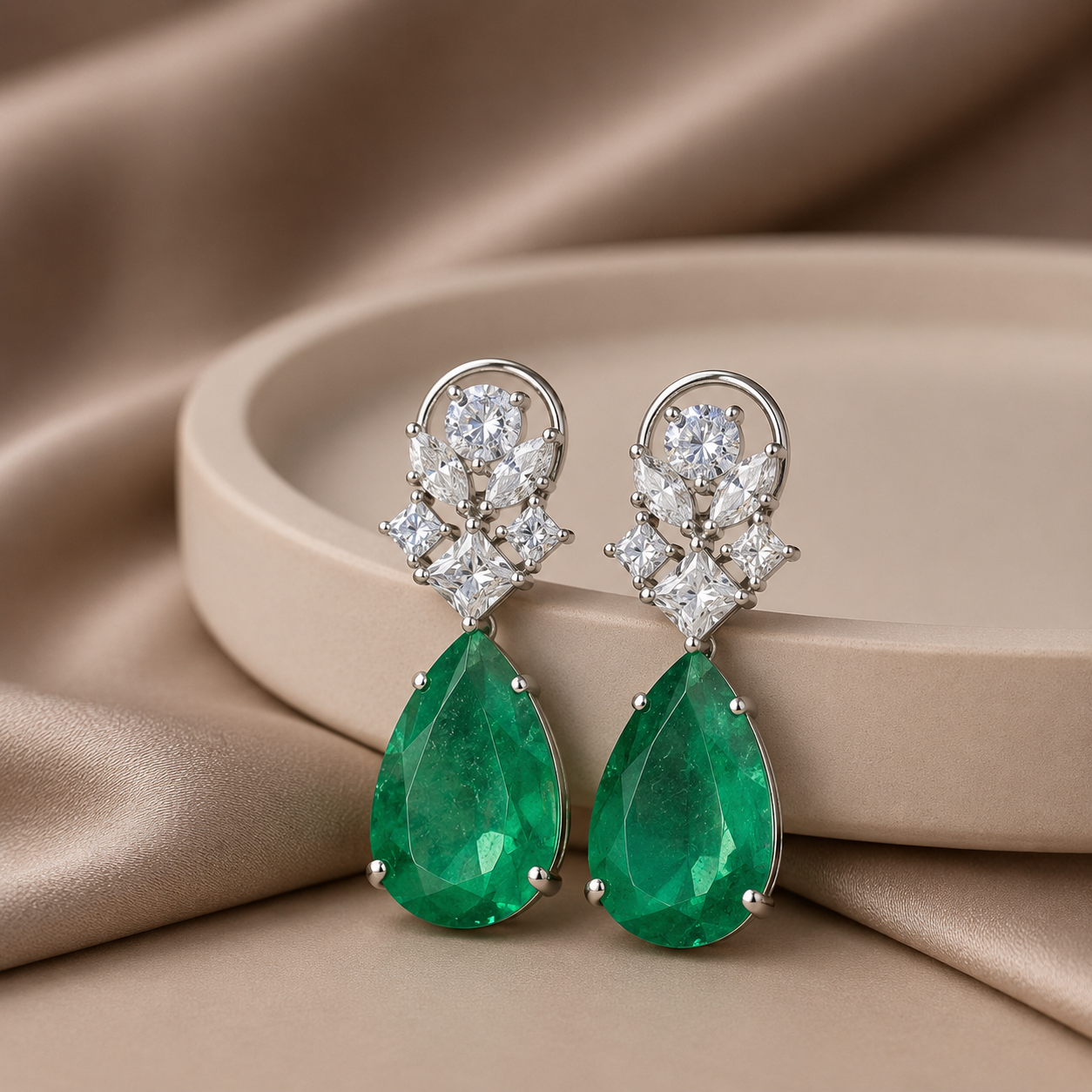Green Cz Doublet Earrings