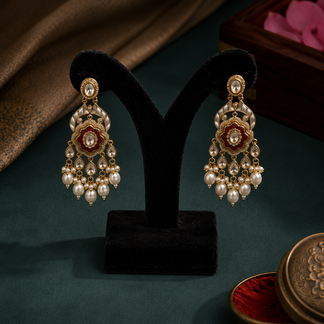MOP Kundan Necklace With Pearls For Women